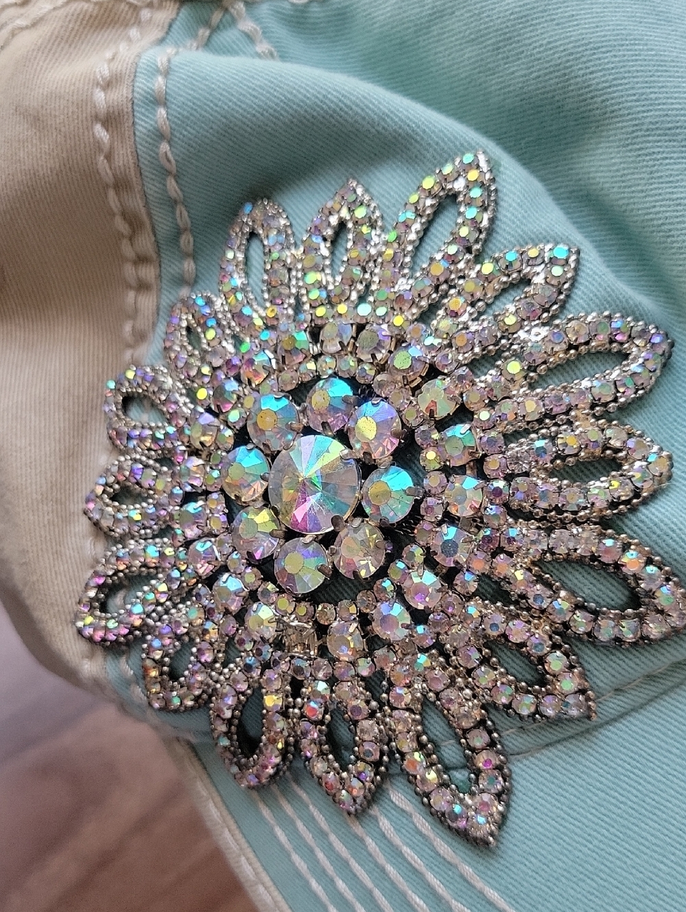 Olive & Pique Large Rhinestone Flower Baseball Cap - Picture 12 of 13
